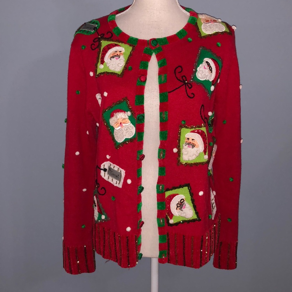 Berek Santa Reindeer name tags Christmas sweater